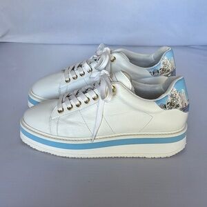 Cappelletti made in Italy Capri White and Blue Women's Sneakers NWBox
